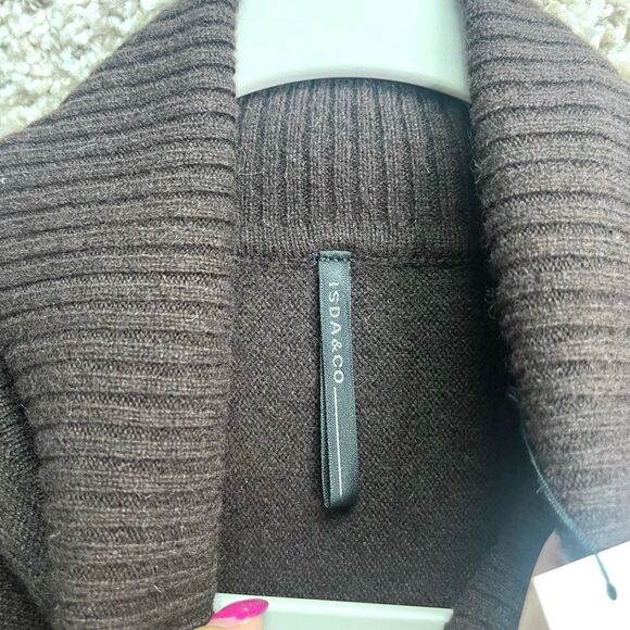 ISDA & CO Sweater Women's Medium Teak Brown Cashmere Kimono Sleeve Tube NWT - Picture 2 of 7